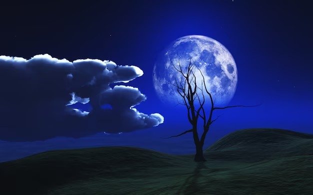Blue Moonlight Unveiling the Celestial Poetry of the Night Sky